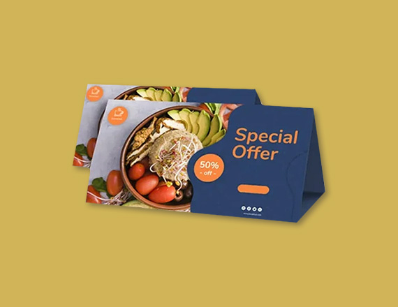 custom packaging table tents