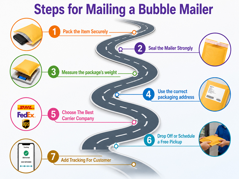 steps for mailing a bubble mailer