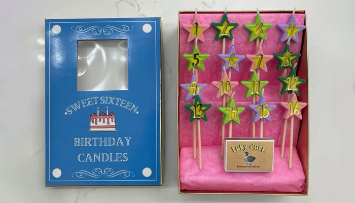 16 wishes candles box packaging