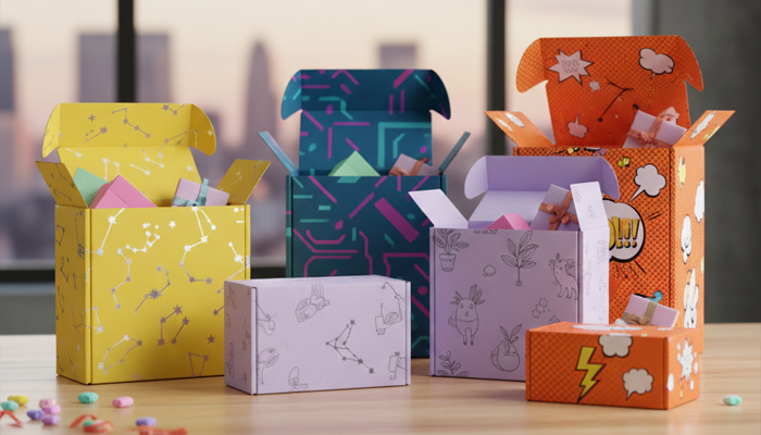 bright colored mailer box