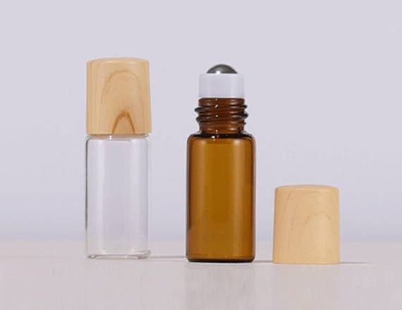 glass roll on bottle amber