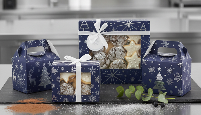 red christmas themed cookie mailer boxes
