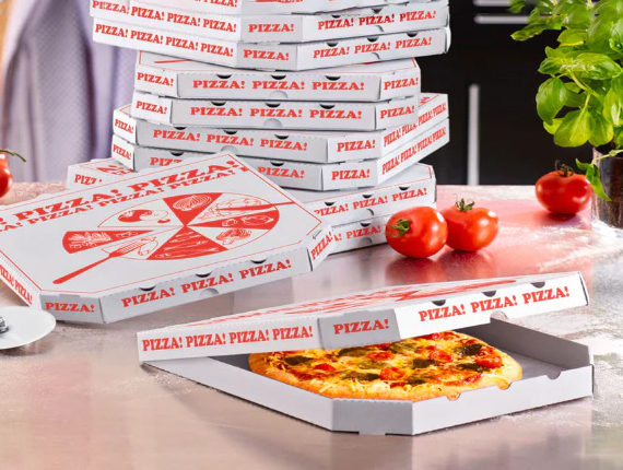 printed white pizza packaging
